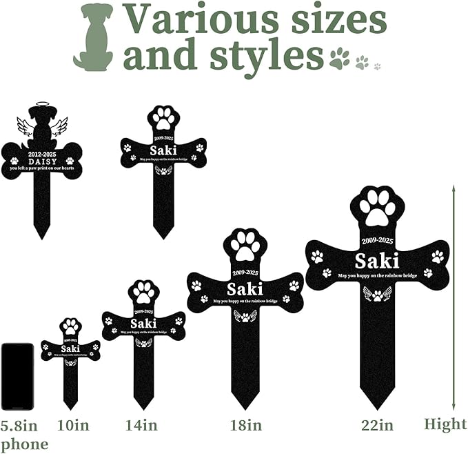 Personalized Dog Grave Markers Outdoor, Metal Waterproof Pet Grave Marker with Custom Name & Years, Pet Headstones for Dogs, Memorial Gifts for Loss of Dog (Style 2)