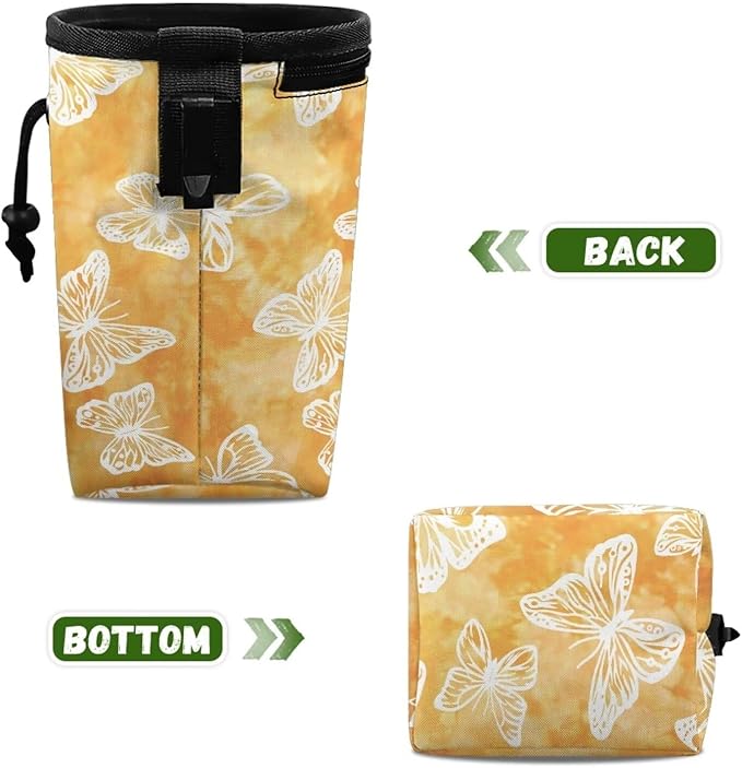 Butterflies Puppy Treat Bag 3 Ways to Wear, Dog Treat Pouch Closes Easy to Prevent Spills Pocket Sized Puppy Dog Training Treat Bag Perfect for Long Walks Or Training