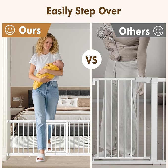 Dog Gate - 16.5" Small Pet Safety Gates,Easy to Step Over, 13.77"-41.3" Adjustable Extra Wide, Pressure Mounted Metal Doggy Gtae for Indoor,Kitchen