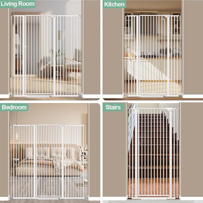 Extra Tall Cat Gate, 57" Height 48.1"-52.7" Width Auto-Close Safety Gate for Doorway, Stairs and Kitchen with 1.37" Narrow Spacing