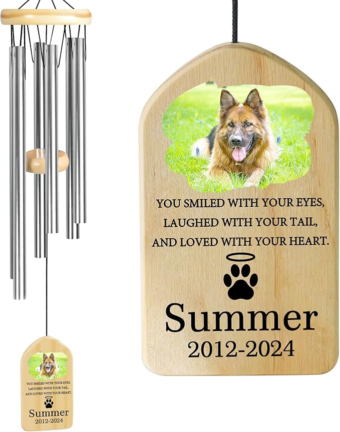 Pet Memorial Wind Chime, Pet Loss Gifts, Pet Memorial Gifts for Dogs, Dog Memorial Gifts for Loss of Dog, Loss of Dog Sympathy Gift, Dog Remembrance Gift, in Memory of Dog Cat - Loved with Your Heart