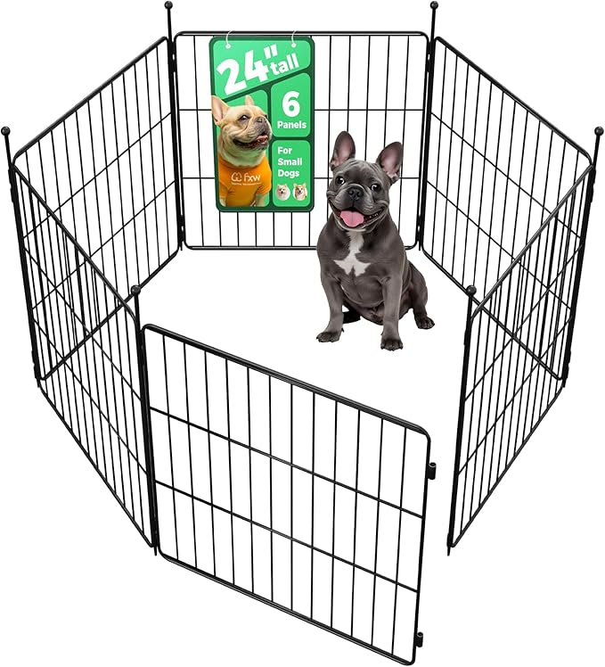 FXW MiniPaws Unleashed Dog Playpen, Expandable & Portable Design for Yard, RV Camping and Indoor Use, for Puppies and Small Dogs, 24-inch 6 Panels