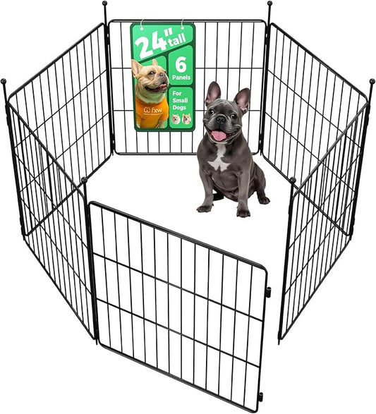 FXW MiniPaws Unleashed Dog Playpen, Expandable & Portable Design for Yard, RV Camping and Indoor Use, for Puppies and Small Dogs, 24-inch 6 Panels