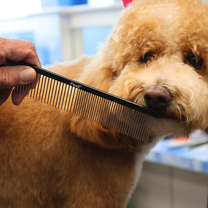 FlexIt Home - Dog Grooming Comb - Perfect for Use with FlexIt Flexible Slicker Brush for Dogs - Built for Poodles, Golden Doodles, Huskies, Retrievers, and Labradoodles (Comb Only)