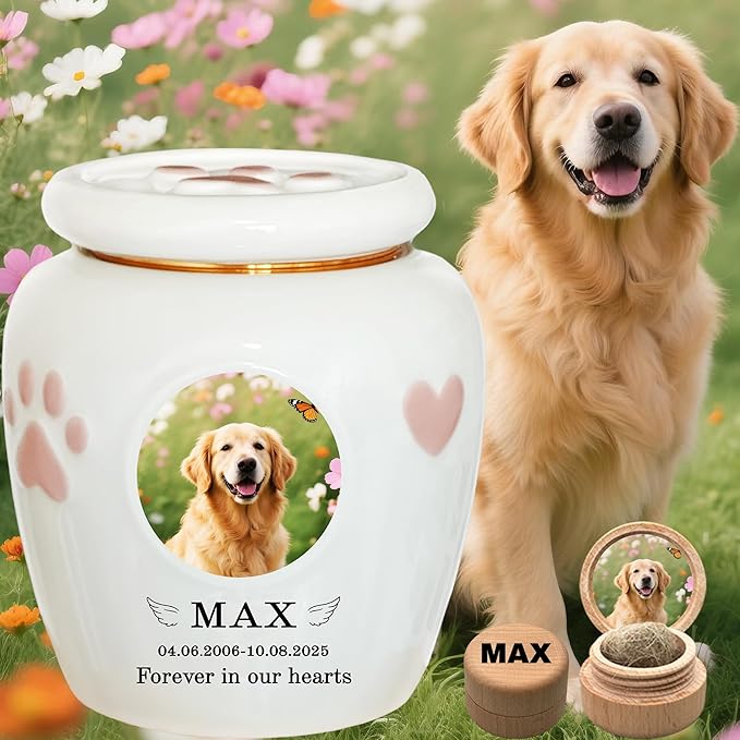 Personalized Pet Urn,Pet Urns for Dogs Cats,Pet Cremation Urn,Urns for Pet Ashes,Ceramic Urn,Dog cat Bird Rabbit urn,pet Loss, Handmade Custom. (Large,Suitable Ashes ≤120 lb (not Bones))
