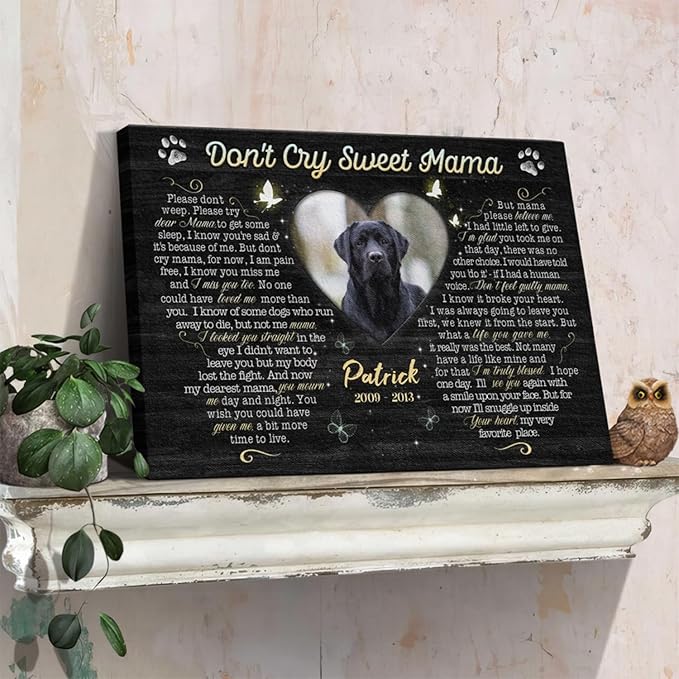 Dem Canvas Personalized Photo Canvas Prints, Dog Loss Gifts, Don't Cry Sweet Mama, Pet Memorial Gifts, Dog Death Sympathy Gifts, Dog Cat Passing Away Loss Gift Dog Grieving Gifts (30x20)