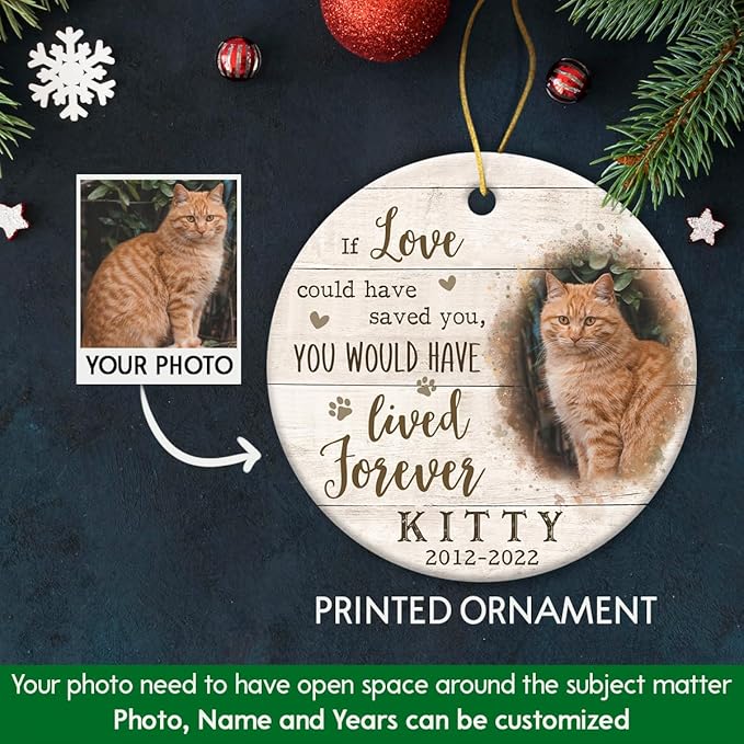 Memorial Ornaments, Memorial Gift for Loss of Cats, Pet Memorial Gifts, Sympathy Gift, Ceramic Keepsake in Loving Memory of Pet, Kitten