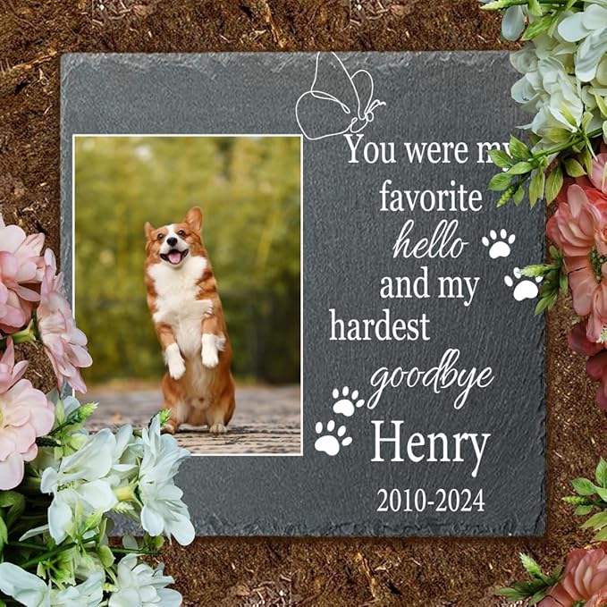Dog Memorial Gifts for Loss of Dog Garden Stone, Personalized Pet Memorial Stones, Pet Remembrance Gift, in Memory of Dog Cat, Loss of Pet Sympathy Gift, Pet Loss Gifts