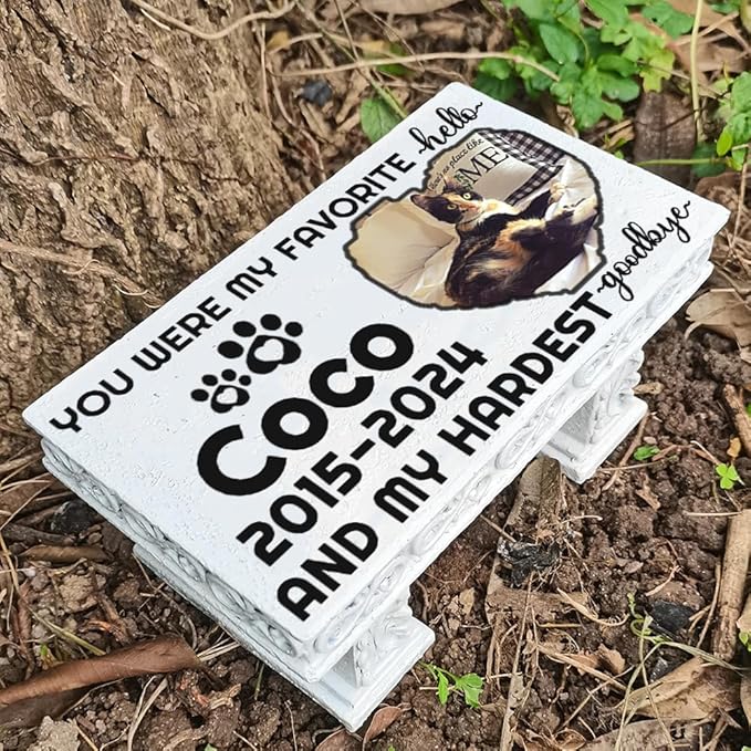 Personalized Memorial Bench for Pet Human, Custom Pet Memorial Stone with Colorful Photo, Pet Grave Marker Dog Headstone Cat Tombstone, Loss of Pet Gifts, Memorial Garden Plaque
