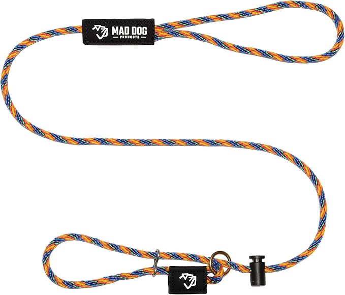 Mad Dog Products Easy Leader Dog Leash 1/4" x 10' Rainbow Signature Rope - Made in USA