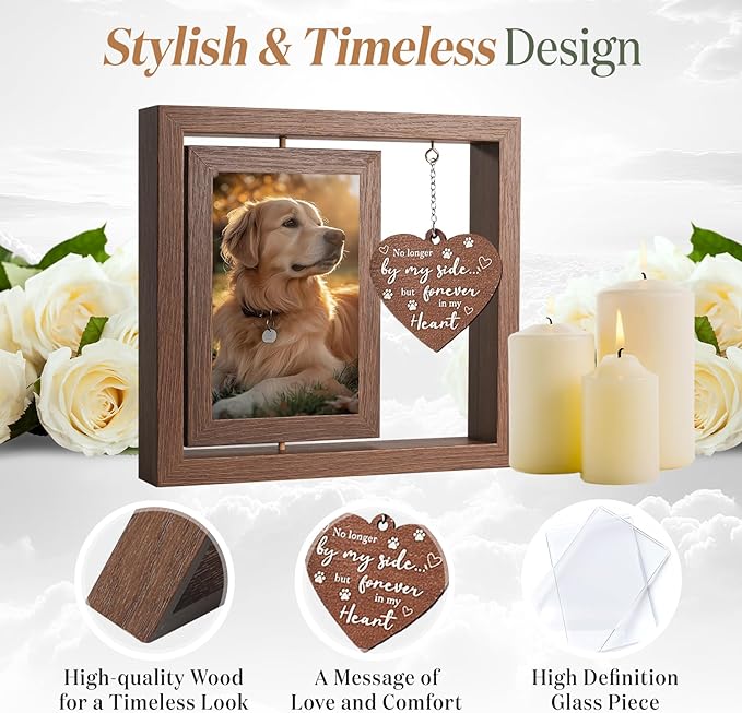 4×6 Pet Memorial Photo Frame – Keepsake Remembrance Sympathy Gift for Loss of Dog or Cat – No Longer By My Side But Forever In My Heart – Loving Memory Picture Frame for Pets