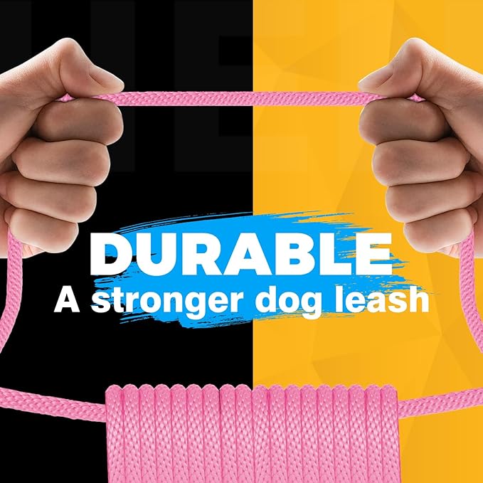 FASTFOX Dog Training Leash, 6ft x 1/2 Inch Slip Lead Loop for Small Medium Large Dogs, No Pull 3-in-1 (Pink)