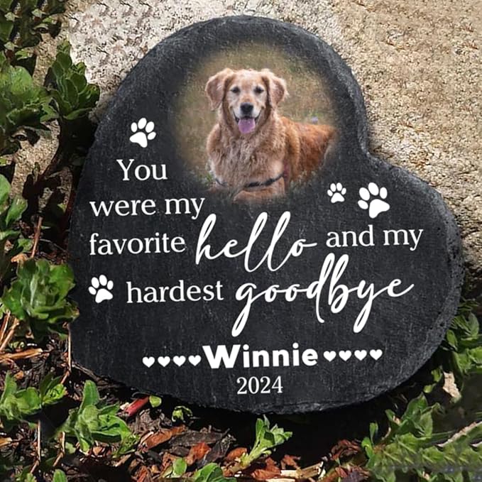 Dog Memorial Gifts for Loss of Dogs, Personalized Sympathy Stone, Pet Memorial Gifts, Pet Loss Gift, Cemetery Decorations for Grave, Cat Loss for Cat Lovers, You were My Favorite Hello