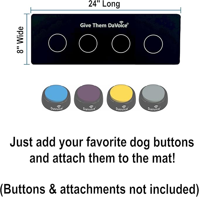 DaVoice Dog Button Mat (4 Button Placements) for Dog Communication Buttons, Dog Buttons for Communication Board, Dog Speaking Word Training Talking Button Pad (Buttons and Attachments Not Included)