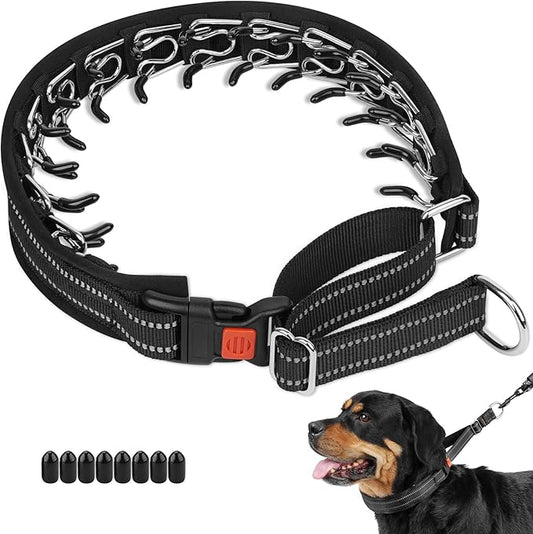 Crazy Felix No Pull Martingale Collar for Large Medium Small Dog Pitbull German Shepherd Doberman, Dog Collar Anti Pull with Buckle for Training Walking (Black, M-Neck 13-15", 1" Wide)