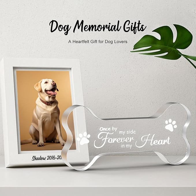 Crystal Glass Dog Memorial Gifts for Loss of Dog, Pet Memorial Gift for Dogs, Loss of Dog Sympathy Gift for Dog Owner, Pet Bereavement Gifts Ideas, Personalized Dog Memory Keepsake for Dog Death