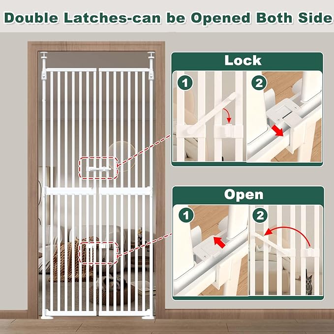 71" Extra Tall Cat Gate for Doorway,34"-37" Wide Pet Gate Pressure Mounted Walk Through Swing Auto Close Safety Dog Gates for Indoor, Stairs,Hallway