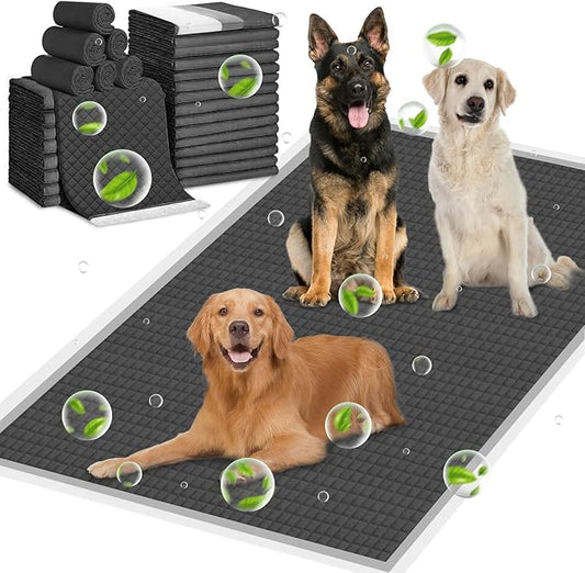 ELEGX Extra Large 48"x36" 30 Pcs Odor-Control Super Absorbency Charcoal Pee Pads for Dogs,Leak-Proof Pet Training Pee Pads,Thicken Disposable Potty Pads Puppy Training Pads for Cats Rabbits
