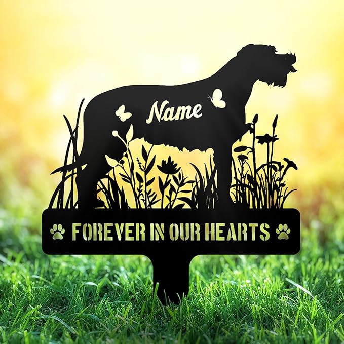 Custom Irish Wolfhound Wolfie Dog Memorial Stake, Personalized Dog Grave Marker, Metal Pet Tombstone, Outdoor Sympathy Sign for Garden Yard Decor, Pet Loss Gift