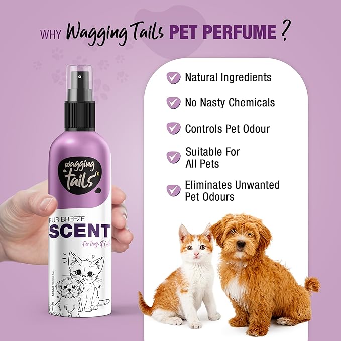 Wagging Tails Fur Breeze Scent Spray|Alcohol-Free Deodorizer for Dogs & Cats|Long-Lasting Natural Aloe Vera Fragrance|Odor Eliminator & Coat Freshener|200ml(6.76 fl oz)