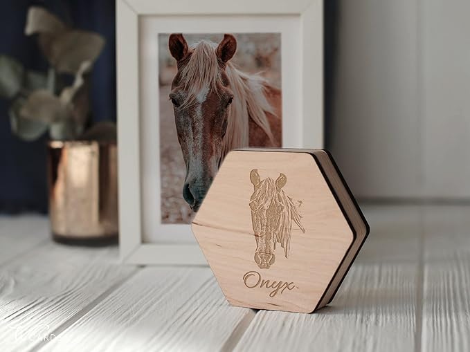 Personalized Pet Hair Keepsake Box for Dog and Cat Fur - Engraved Wood Memorial Box - Unique Customized Gift for Loss of Furry Friend Wooden (Light Diamand Wood Lid, With Photo)
