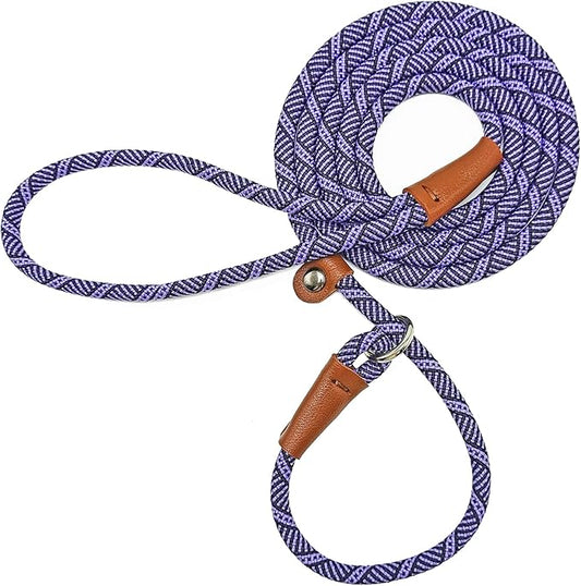 Slip Lead Dog Leash, 1/4" x 5ft No Pull Slip on Training Leash for Small and Medium Dogs (Purple)