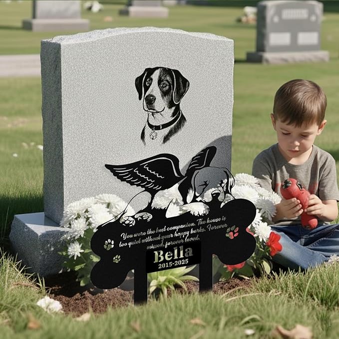 Custom Dog Grave Markers Outdoor, Personalized Pet Grave Marker Stake Dog Memorial, Outdoor Weatherproof Pet Cemetery Sign, Personalized Dog Memorial Gifts for Loss of Dog