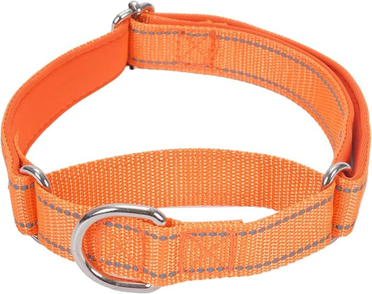 SGODA Martingale Dog Collar, Reflective Nylon Padded Dog Training Collars for Small Dogs, Orange S