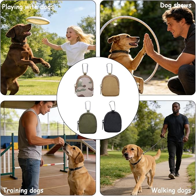 4 PCS Dog Treat Pouchs Portable Puppy Training Treat Pouch Dog Train Reward Pouch Hand Free Puppy Dogs Snack Bag with Carabiner Portable Pet Walking Bagfor Pet Puppy Travel Outdoor Use