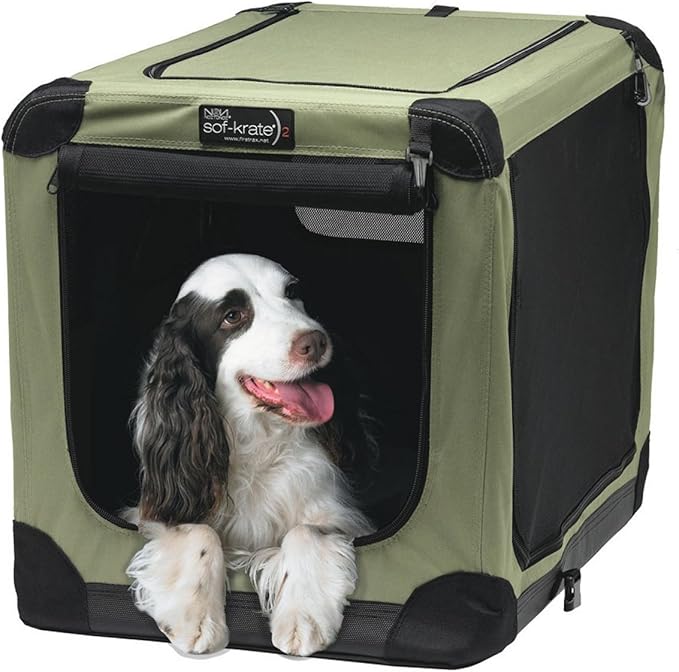 Tetra First Lux Soft Crate for Dogs, N2, Large Size, 29.9 gal (76 L) x 53 W x 58 H cm Pet Crate First Disaster Prevention Product Certified, Compact and Easy to Assembly, Uses Fine Mesh That Does Not