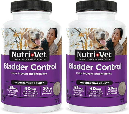 Nutri-Vet Bladder Control Supplement, Cranberry Supplement, Dog Products, Immune Support,Helps Dog Urinary Incontinence,Bladder Control Pills,Urinary Tract Health,Puppy Support,90 Tablets,(Pack of 2)