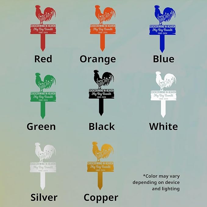 Personalized Chicken Memorial Stake, Rooster Loss Gifts, Pet Grave Marker, Sympathy and Remembrance Metal Stake, Durable Weatherproof Marker, Chicken Loss Memorial Gift