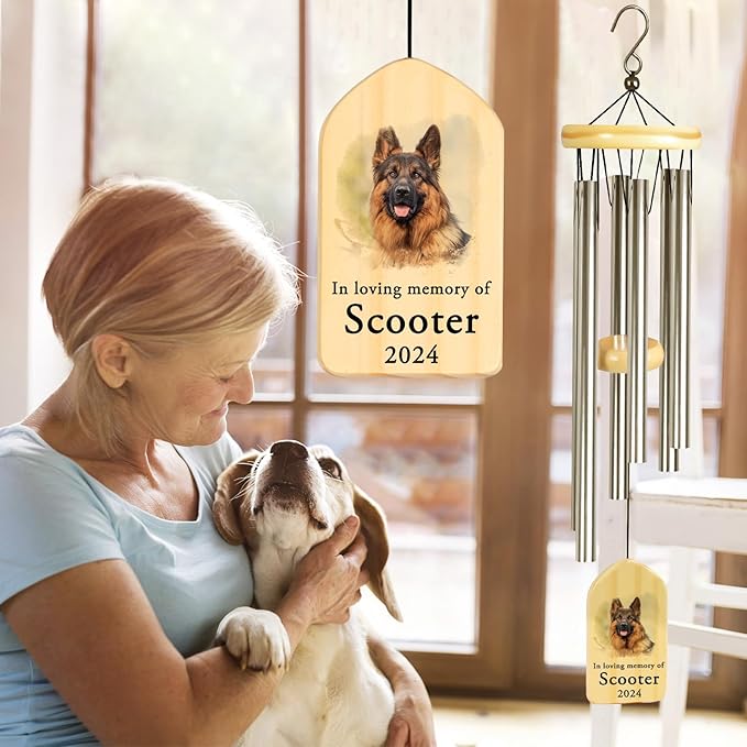 Touber Personalized Dog Memorial Wind Chime, Wind Chimes for Pet Loss, Bereavement Gifts