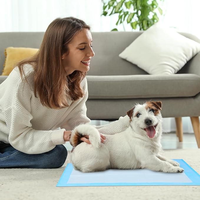 FluffyDream Super Absorbent Waterproof Dog and Puppy Pet Training Pad, Housebreaking Pet Pad,Blue (17.6"x23.6" (50PCS))