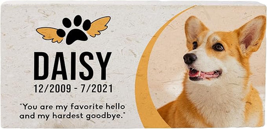 Personalized Pet Memorial Stone, 6x12 Custom Limestone Pet Grave Markers as Keepsake or Pet Remembrance, Thoughtful Pet Loss Gifts for Bereaved Pet Owners, Personalized Memorial Gifts (Daisy)