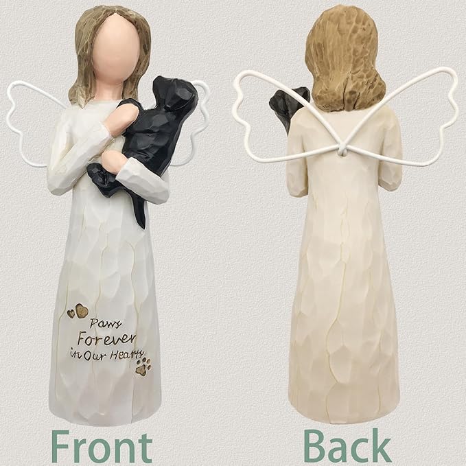 Dog Memorial Gifts for Loss of Dog, Dog Sympathy Gifts in Memory of Passing Away Pet Dog, Resin Dog Angel Figurine for Dog Mom and Dog Lovers, Black