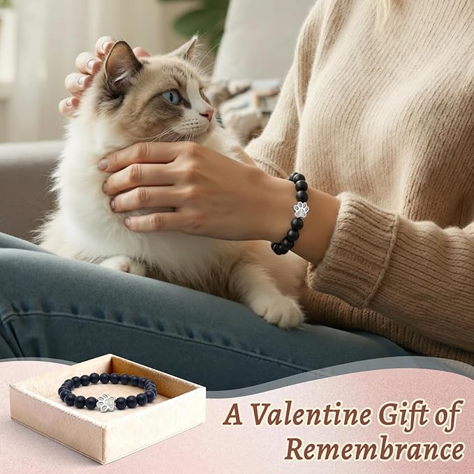 Dog Memorial Bracelet – Adjustable Pet Keepsake with Paw & Heart Charm, Sympathy & Remembrance Gift for Dog Loss, Cat & Pet Bereavement, Matte