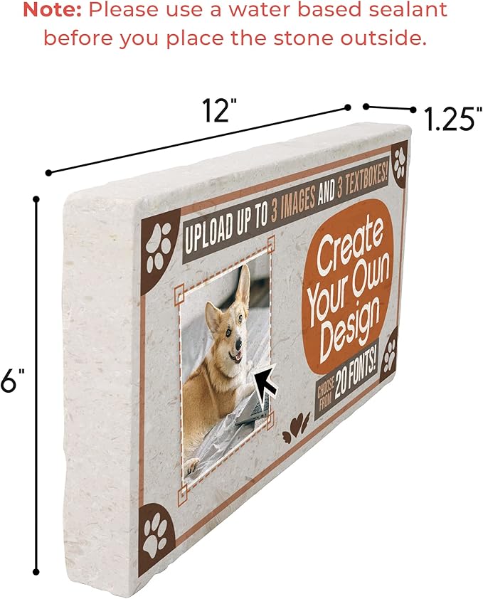 Personalized Pet Memorial Stones, 6x12 Create Your Own Pet Grave Markers as Keepsake or Pet Remembrance, Pet Loss Gifts for Bereaved Pet Owners, DIY Personalized Pet Memorial Limestone (Design 5)