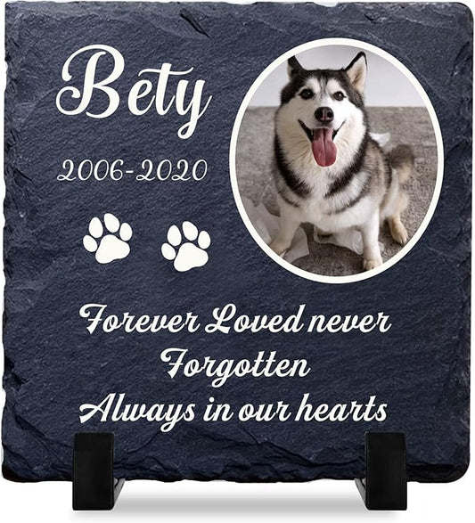 EDSG Personalized Dog Memorial Gifts for Loss of Dog Pet Memorial Gifts for Dogs Cats Memorial Stone Pet Loss Gifts Natural Slate Grave Plaque Pets Bereavement Gifts Loss of Pet Gift (Design 2)