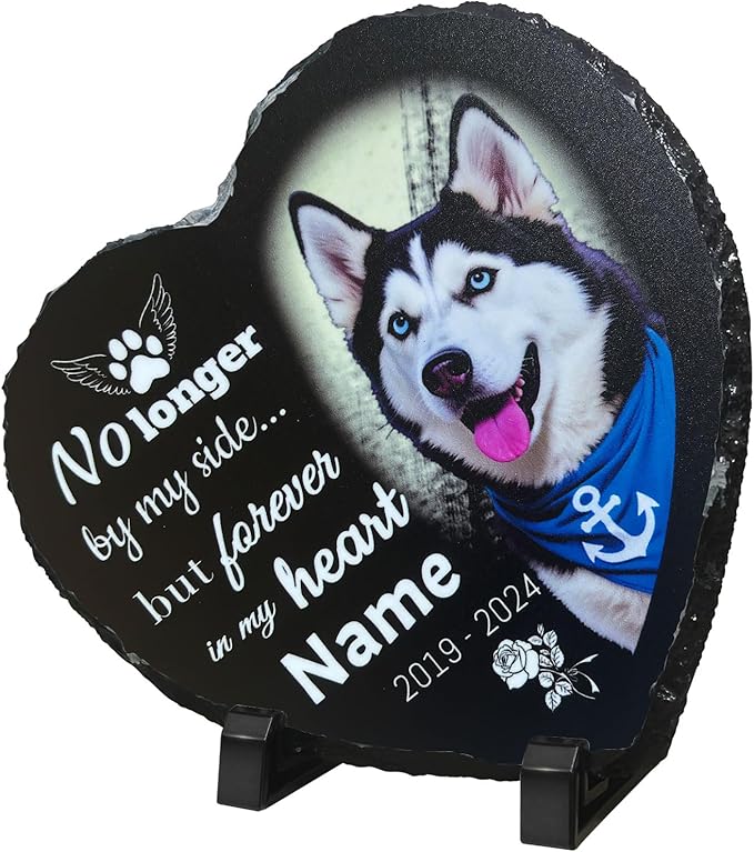 Memorial Stone for Loss of Dog, Personalized Dog Memorial Stone Gifts - Sympathy Remembrance Plaque, Custom Colorful Pet Memory Garden, Passing Away Gifts for Cat Grave Headstones (Heart 03)