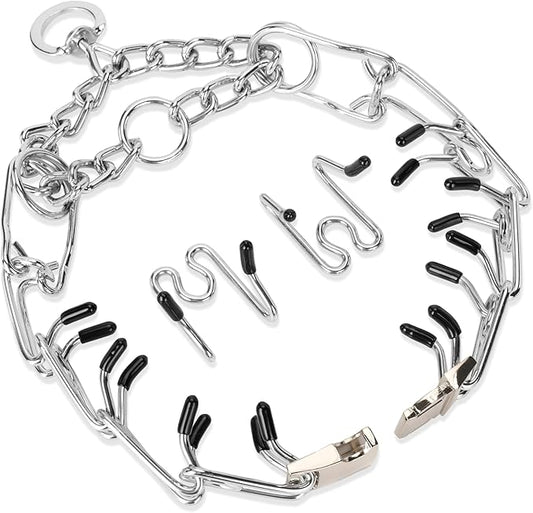 Adjustable Pinch Dog Training Collar Quick Release Buckle with Two Extra Links for Large Dogs