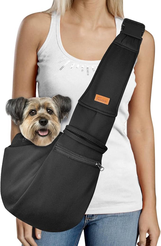CUBY Dog and Cat Sling Carrier - Small Dog Carrier Sling with Adjust Strap & Zip Pocket, Hands Free Soft Dog Slings for Small Dogs Cats Puppy Pets Outdoor Travel Safety Purse Bag