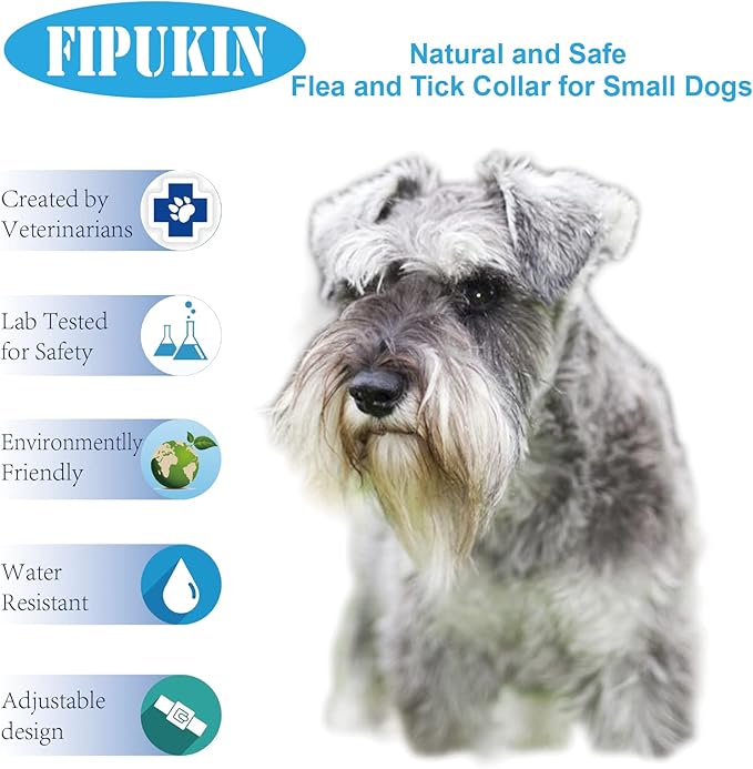 Flea and Tick Collar for Small Dogs, 2‑Pack | 8‑Month Waterproof Protection with Natural Essential Oils | Includes Comb