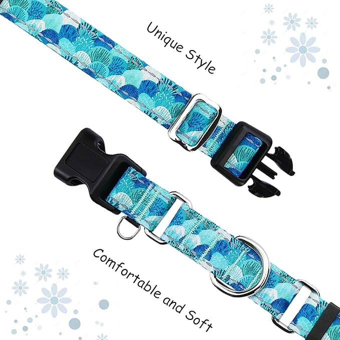 Reflective Martingale Collar with Buckle Adjustable Nylon Training Pet Collars for Small Dogs (Turquoise Shell, S)