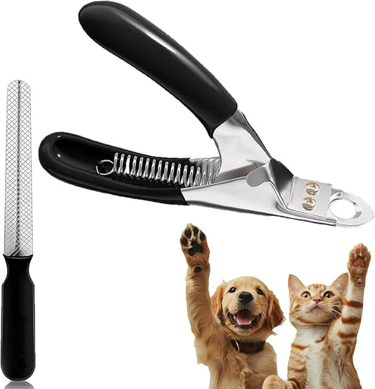 Dog Nail Clippers | Dog Nail Trimmer with Nail File and Safety Guard for Large Breed Dog | Injury-Free Grooming Tool for Pets (Black)