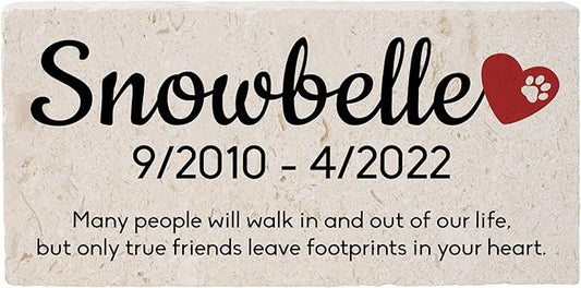 Personalized Pet Memorial Stone, 6x12 Custom Limestone Pet Grave Markers as Keepsake or Pet Remembrance, Thoughtful Pet Loss Gifts for Bereaved Pet Owners, Personalized Memorial Gifts (Snowbelle)