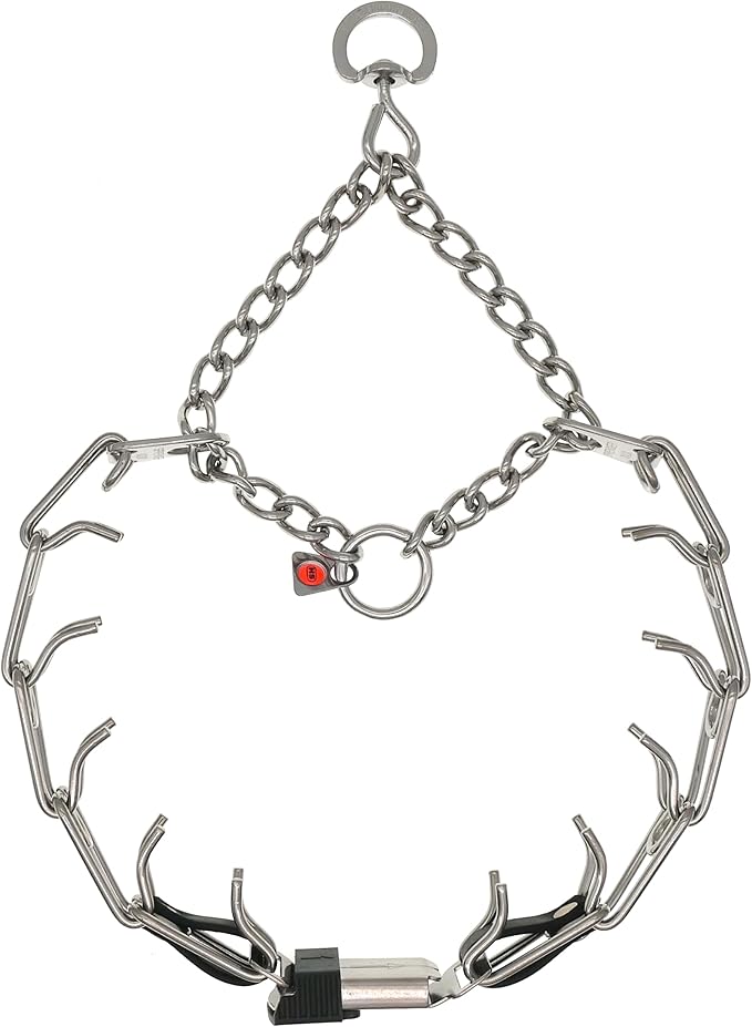 Herm Sprenger Dog Training Prong Collar with Quick Release ClicLock Buckle and Biothane Insert Stainless Steel No-Pull Collar Made in Germany (23in x 3.2mm Prongs (Neck Size up to19-20in))