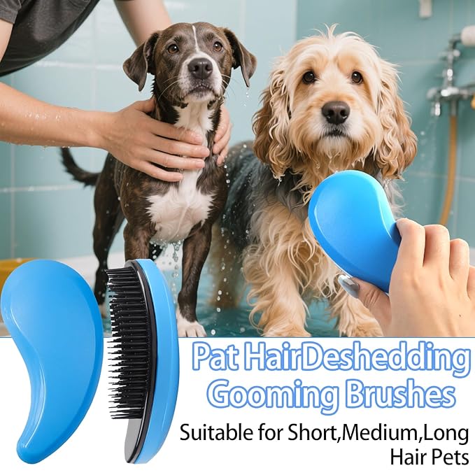 Small Dog Brush Puppy Brush for Small Dogs Soft Dog Bath Brusher Gentle Dogs Hair Remover Brushes Grooming Tool for Teddy Yorkies Maltese Shih Tzu Chihuahua Puppy Hair Brushes, Blue