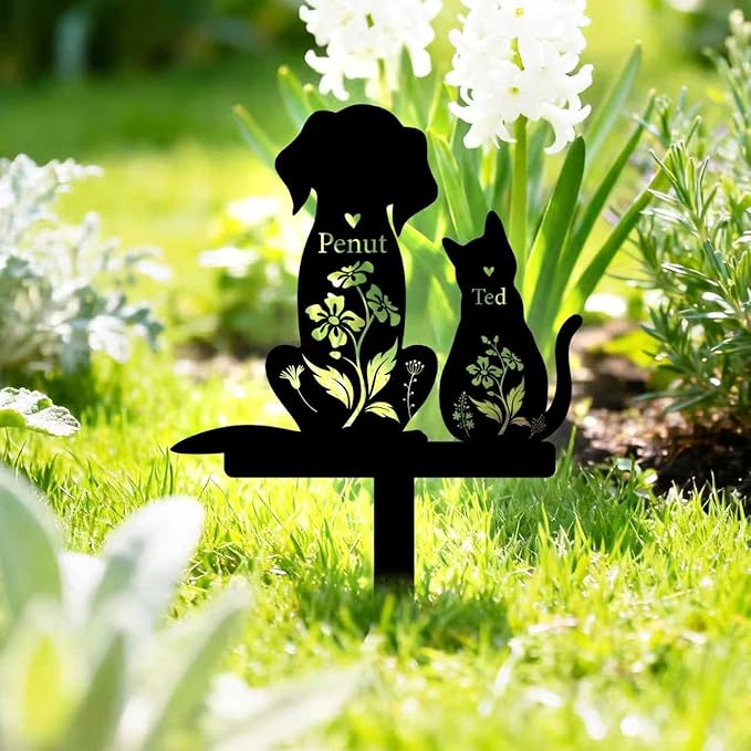 Custom Metal Dog Grave Marker Stake, Personalized Pet Headstones for Dogs, Outdoor Garden Pet Cemetery Metal Sign, Pet Memorial Gifts for Gogs, Dog Name Sign for Yard Cemetery