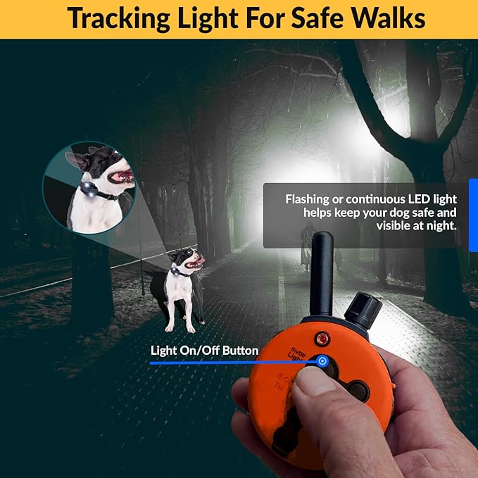 Educator E-Collar The Upland Dog Training Collar w/Remote - 100 Levels of Safe Stimulation, Night Light, Waterproof, Rechargeable, Includes Premium Finger Clicker for 1 Mile 2 Med/Large Dogs, Orange